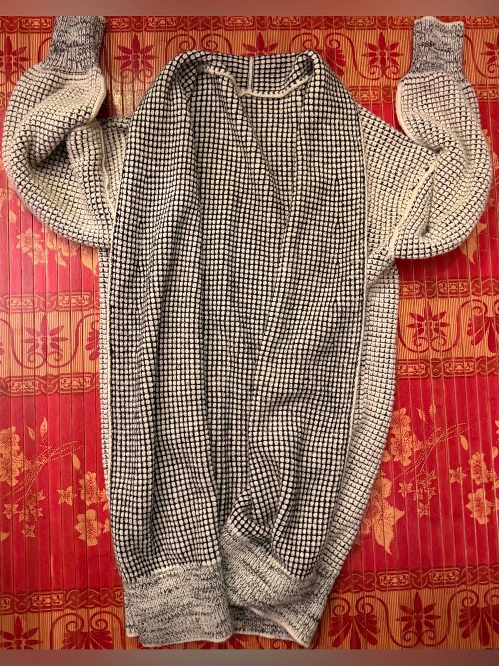 Cream square knit with gray sweater from urban outfitters. Women’s medium